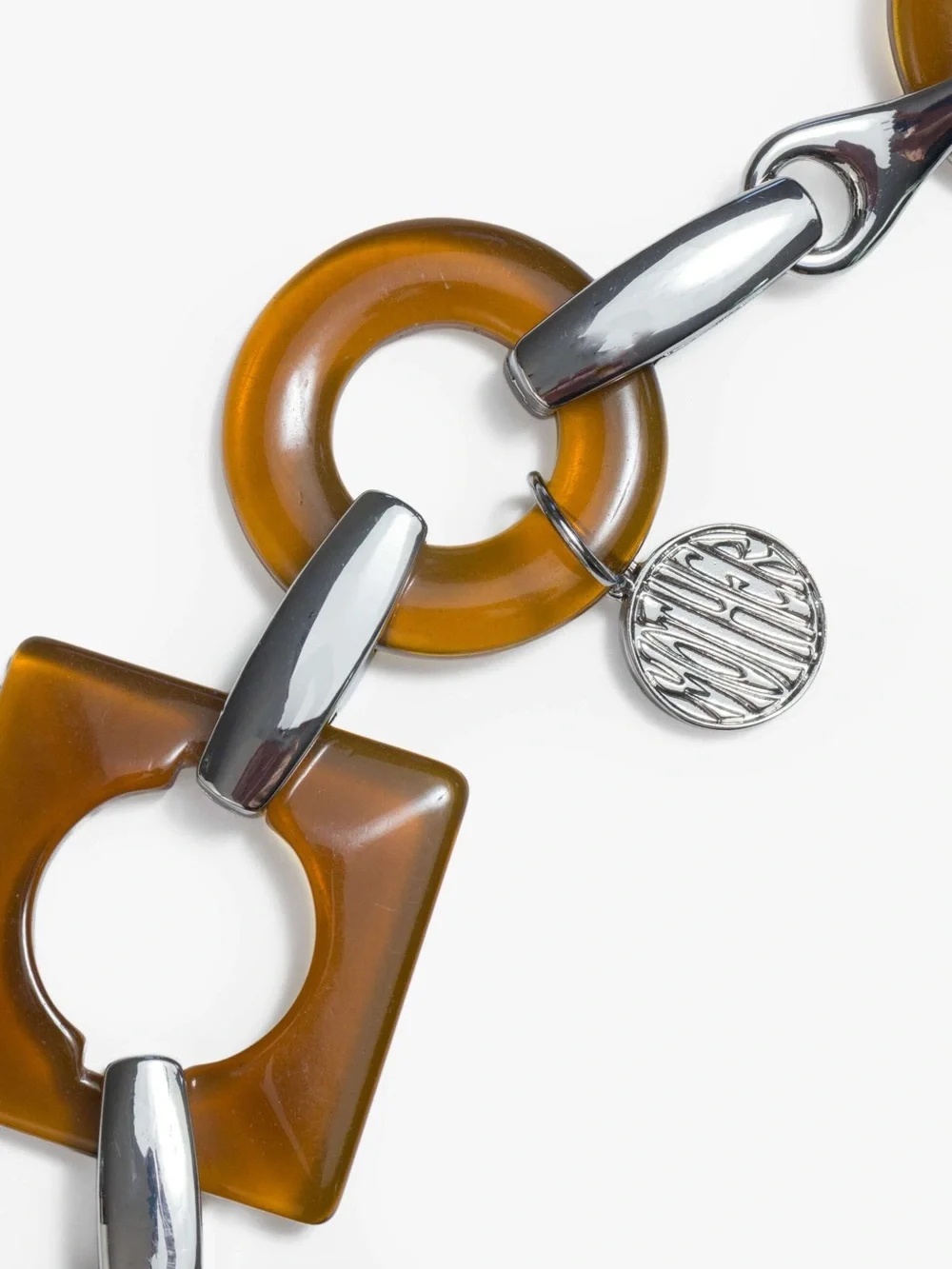 MOTHER Adjustable Brown Resin Link Chain Belt with Silver Accents Sz M ✨NWT✨ - Picture 6 of 12